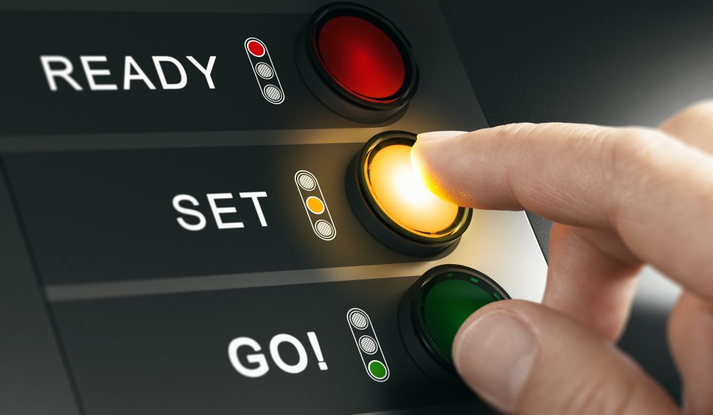 Three buttons with text Ready Set Go